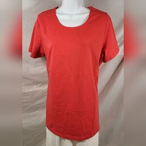 KIM ROGERS Red Scoop Neck Short Sleeve T-Shirt - Size XXL or Size 20